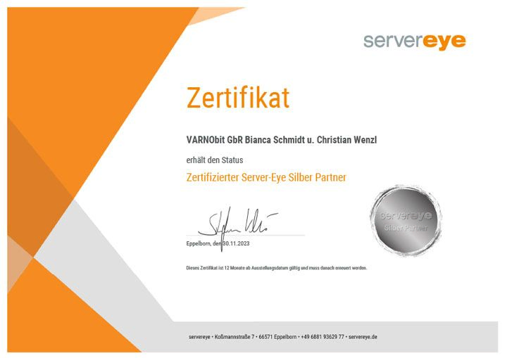 Zertifikat server eye - Silber-Partner