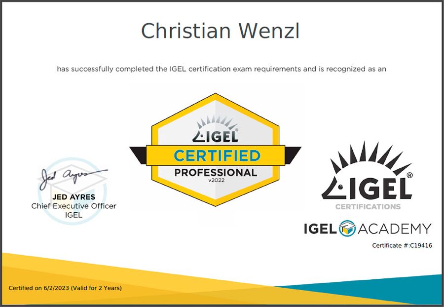 Zertifikat IGEL 2022